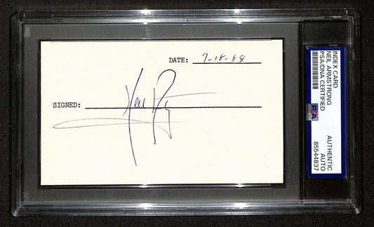Neil Armstrong Astronaut Signed/Autographed 3x5 Index Card 1988 PSA/DNA 199529