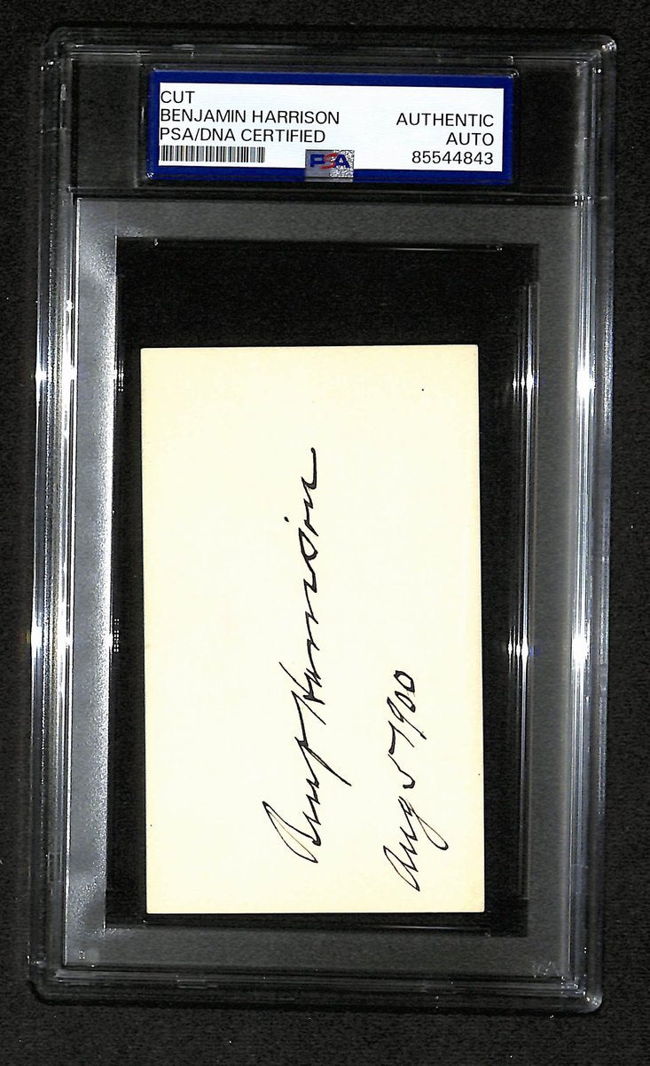 President Benjamin Harrison Signed/Auto 4.25x2.5 Cut Card 1900 PSA/DNA 199531