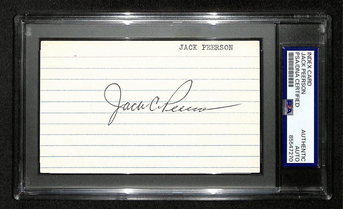 Jack Peerson Signed/Autographed 3x5 Index Card Philadelphia A's PSA/DNA 199290