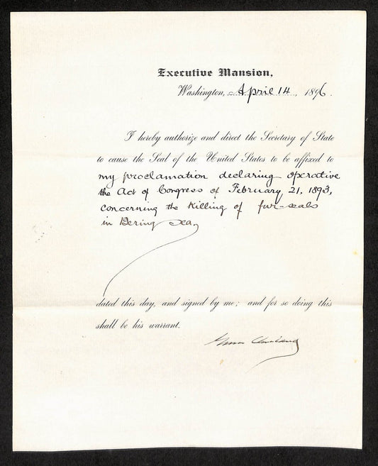 President Grover Cleveland Signed 8x10 Partly Printed Letter PSA/DNA 199541
