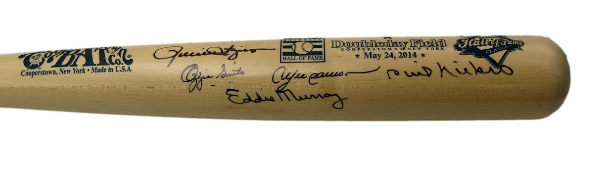 2014 HOF Classic Game Cooperstown Bat Signed by 6 Alomar Murray Smith JSA 196259