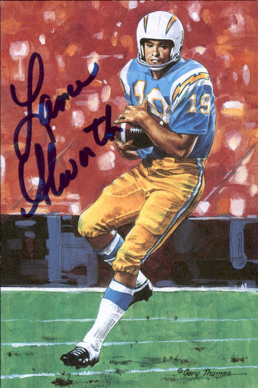 Lance Alworth Chargers HOF Autographed Goal Line Art GLAC Postcard JSA