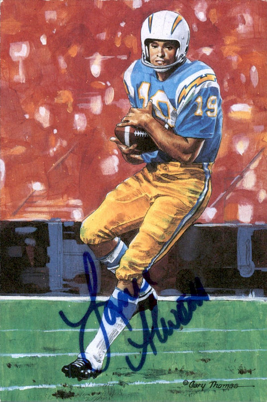 Lance Alworth Chargers HOF Autographed Goal Line Art GLAC Postcard JSA