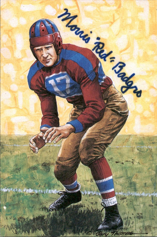 Morris Red Badgro Giants HOF Autographed Goal Line Art GLAC Postcard JSA