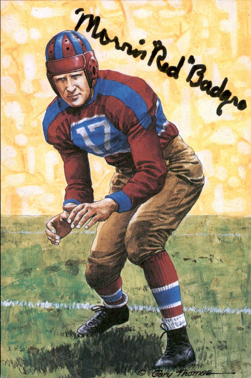 Morris Red Badgro Giants HOF Autographed Goal Line Art GLAC Postcard JSA