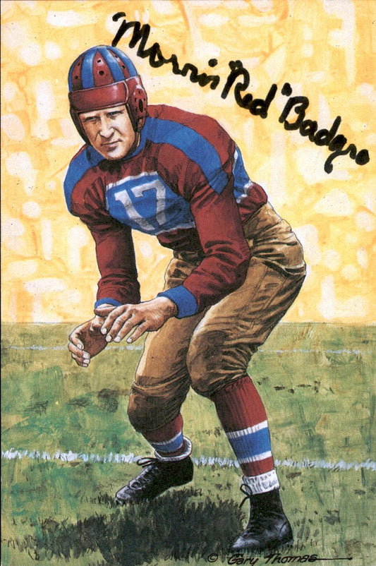 Morris Red Badgro Giants HOF Autographed Goal Line Art GLAC Postcard JSA