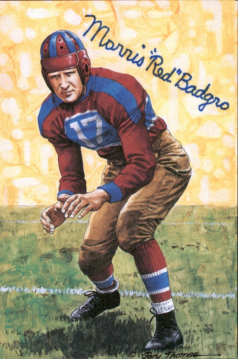 Morris Red Badgro Giants HOF Autographed Goal Line Art GLAC Postcard JSA