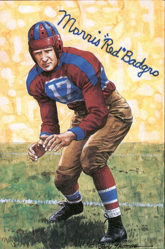 Morris Red Badgro Giants HOF Autographed Goal Line Art GLAC Postcard JSA