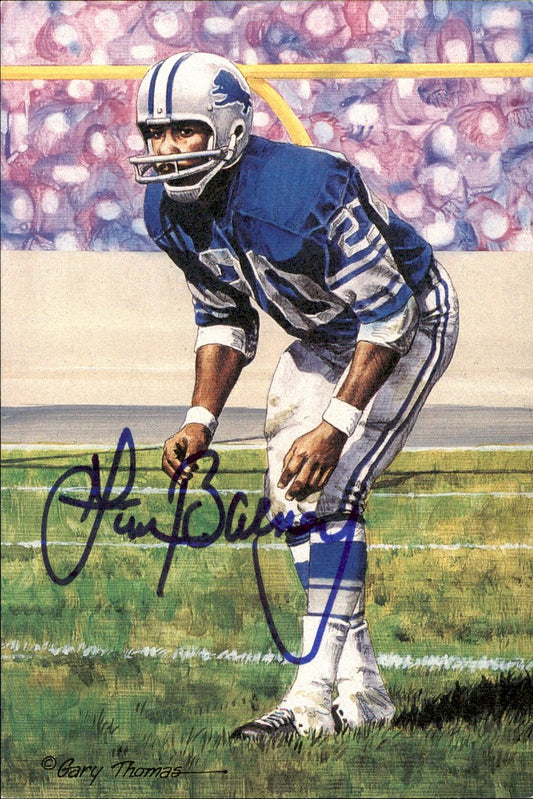 Lem Barney Lions HOF Autographed Goal Line Art GLAC Postcard JSA