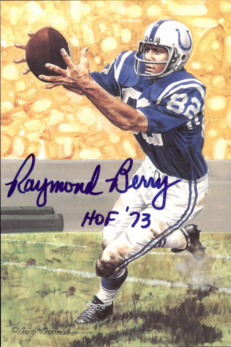 Raymond Berry Colts HOF Autographed Goal Line Art GLAC Postcard JSA