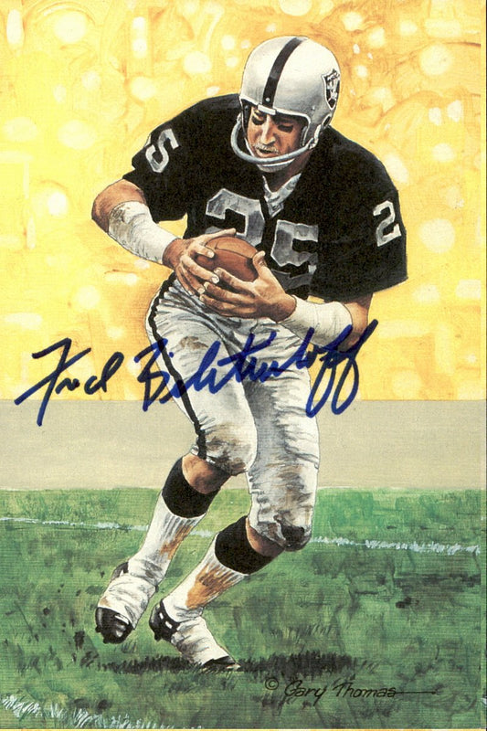 Fred Biletnikoff Raiders HOF Autographed Goal Line Art GLAC Postcard JSA