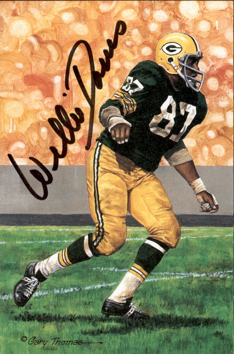 Willie Davis Packers HOF Autographed Goal Line Art GLAC Postcard JSA