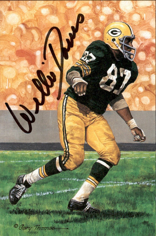 Willie Davis Packers HOF Autographed Goal Line Art GLAC Postcard JSA