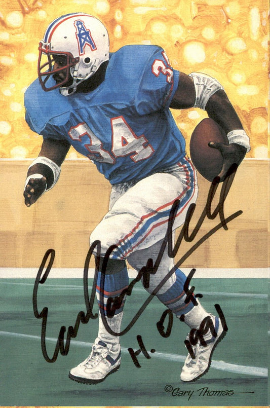 Earl Campbell Oilers HOF Autographed Goal Line Art GLAC Postcard JSA