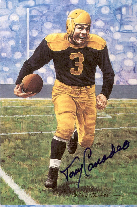 Tony Canadeo Packers HOF Autographed Goal Line Art GLAC Postcard JSA