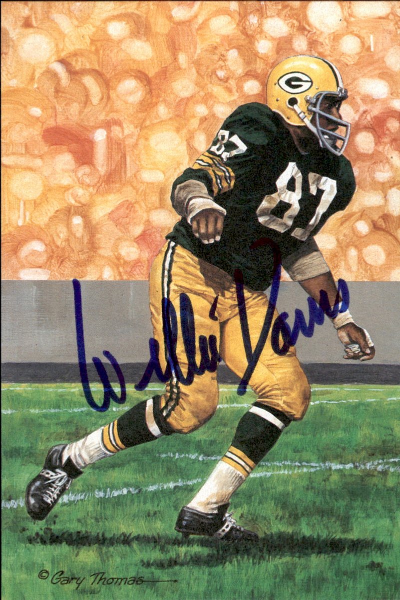 Willie Davis Packers HOF Autographed Goal Line Art GLAC Postcard JSA