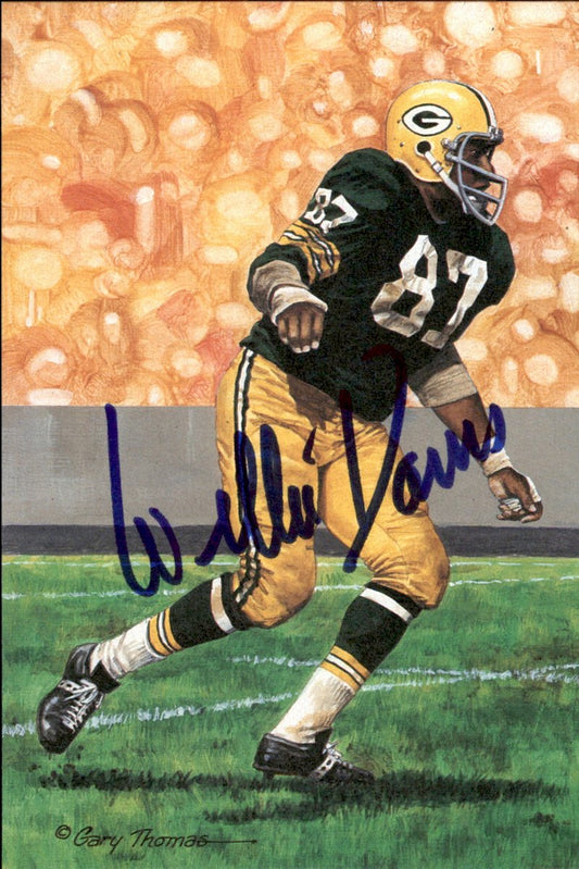 Willie Davis Packers HOF Autographed Goal Line Art GLAC Postcard JSA