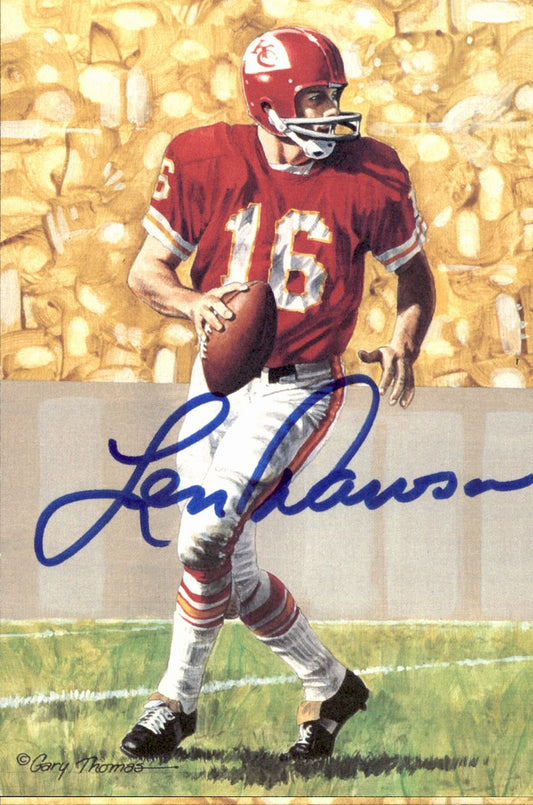 Len Dawson Chiefs HOF Autographed Goal Line Art GLAC Postcard JSA