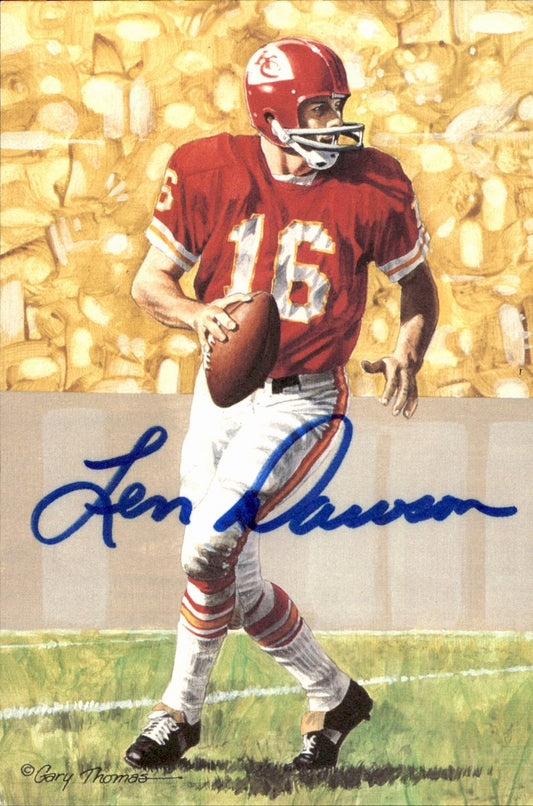 Len Dawson Chiefs HOF Autographed Goal Line Art GLAC Postcard JSA