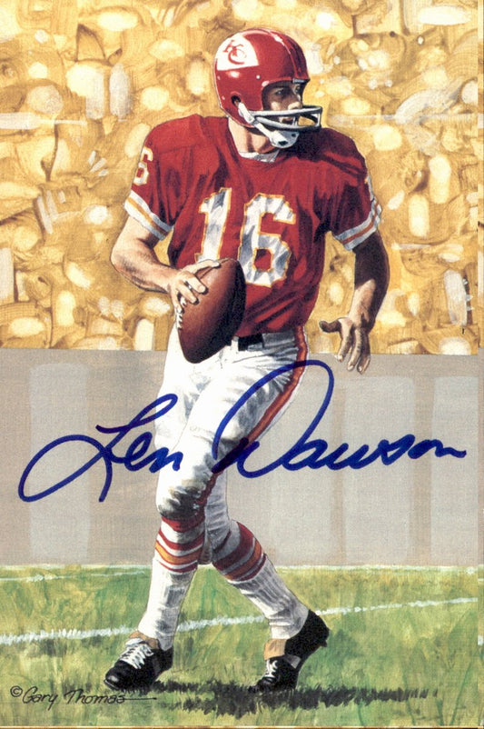 Len Dawson Chiefs HOF Autographed Goal Line Art GLAC Postcard JSA