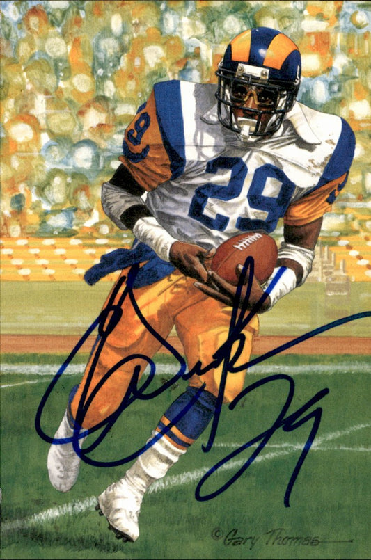 Eric Dickerson Rams HOF Autographed Goal Line Art GLAC Postcard JSA