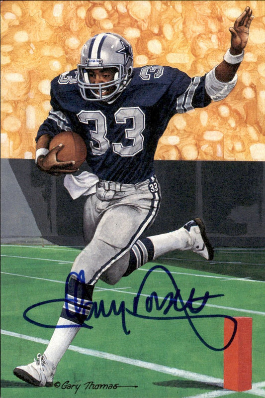 Tony Dorsett Cowboys HOF Autographed Goal Line Art GLAC Postcard JSA