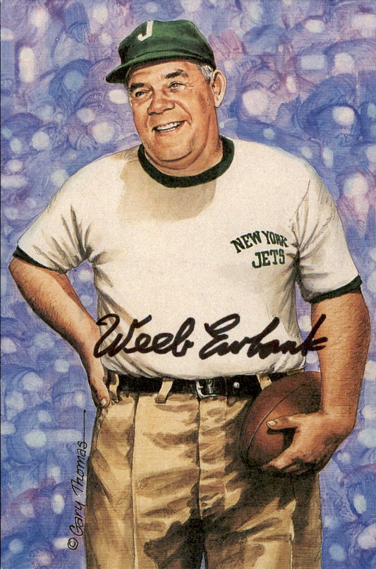 Weeb Ewbank Jets HOF Autographed Goal Line Art GLAC Postcard JSA