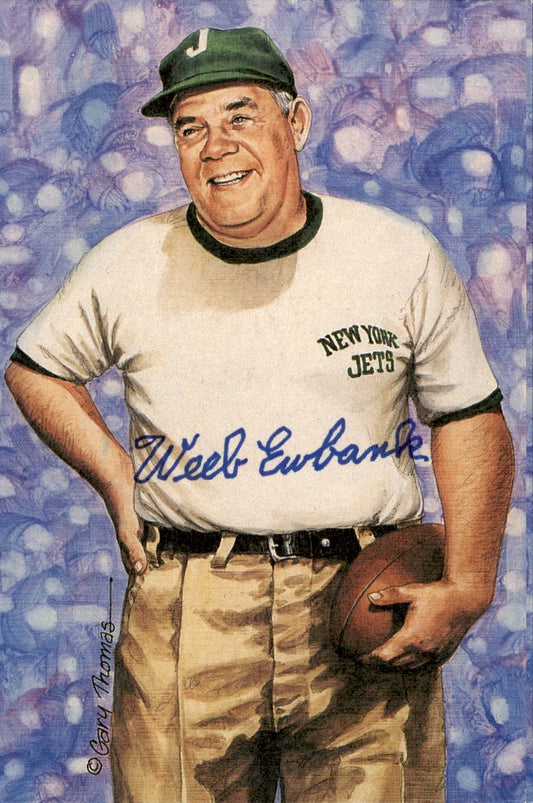 Weeb Ewbank Jets HOF Autographed Goal Line Art GLAC Postcard JSA