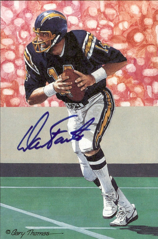 Dan Fouts Chargers HOF Autographed Goal Line Art GLAC Postcard JSA