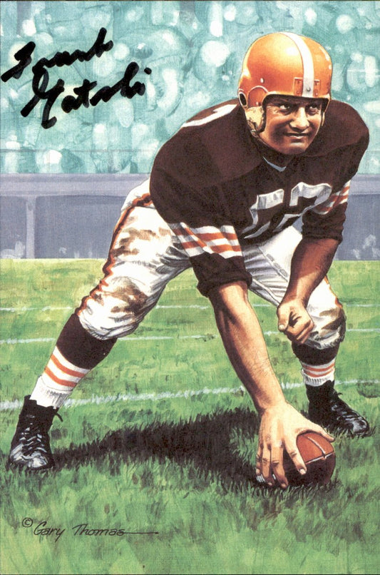 Frank Gatski Browns HOF Autographed Goal Line Art GLAC Postcard JSA