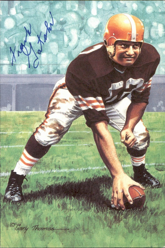 Frank Gatski Browns HOF Autographed Goal Line Art GLAC Postcard JSA