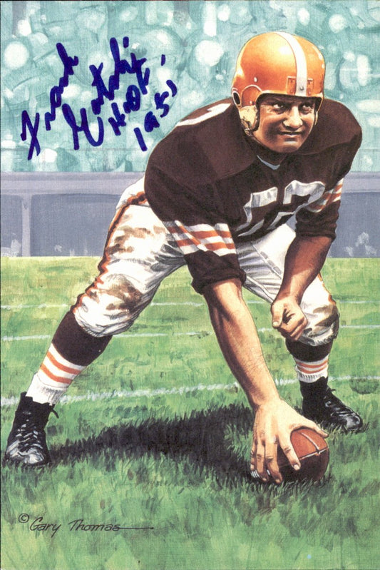 Frank Gatski Browns HOF Autographed Goal Line Art GLAC Postcard JSA