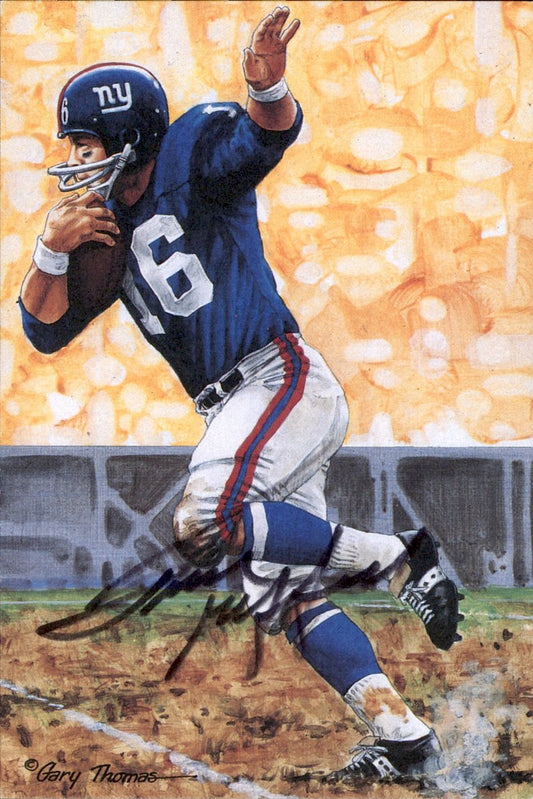 Frank Gifford Giants HOF Autographed Goal Line Art GLAC Postcard JSA