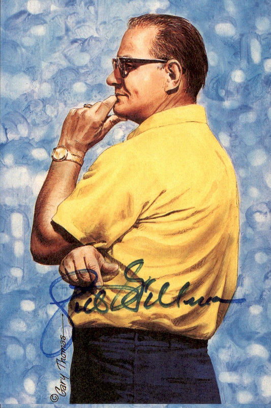 Sid Gillman Chargers HOF Autographed Goal Line Art GLAC Postcard JSA