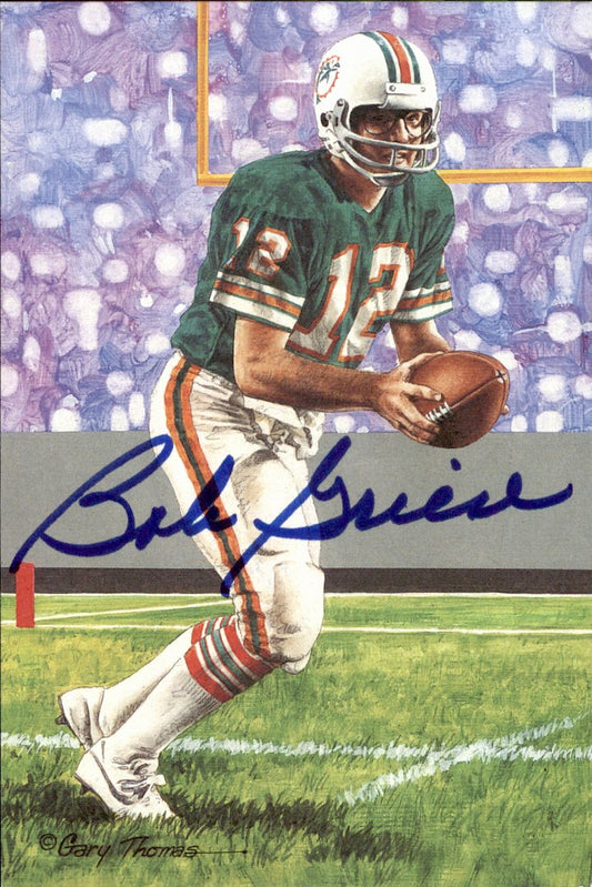 Bob Griese Dolphins HOF Autographed Goal Line Art GLAC Postcard JSA