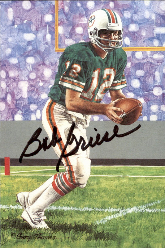 Bob Griese Dolphins HOF Autographed Goal Line Art GLAC Postcard JSA