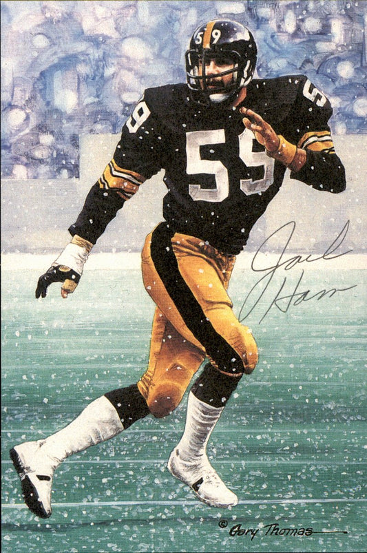 Jack Ham Steelers HOF Autographed Goal Line Art GLAC Postcard JSA