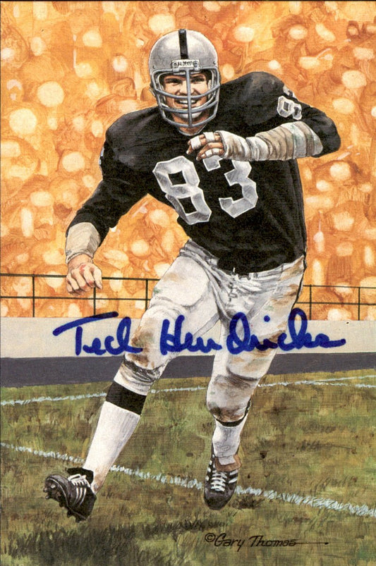 Ted Hendricks Raiders HOF Autographed Goal Line Art GLAC Postcard JSA