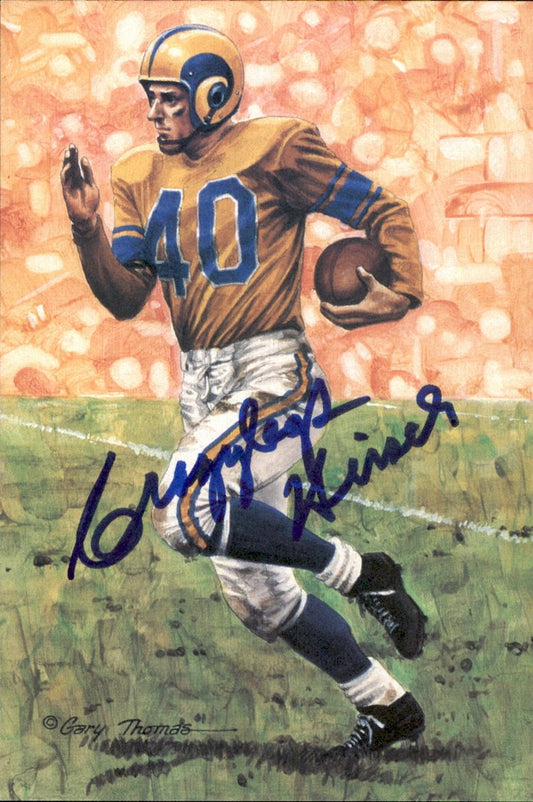 Elroy Crazy Legs Hirsch Rams HOF Autographed Goal Line Art GLAC Postcard JSA