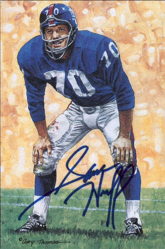 Sam Huff Giants HOF Autographed Goal Line Art GLAC Postcard JSA