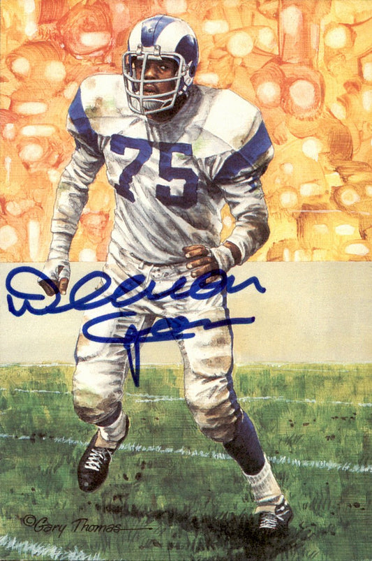 Deacon Jones Rams HOF Autographed Goal Line Art GLAC Postcard JSA
