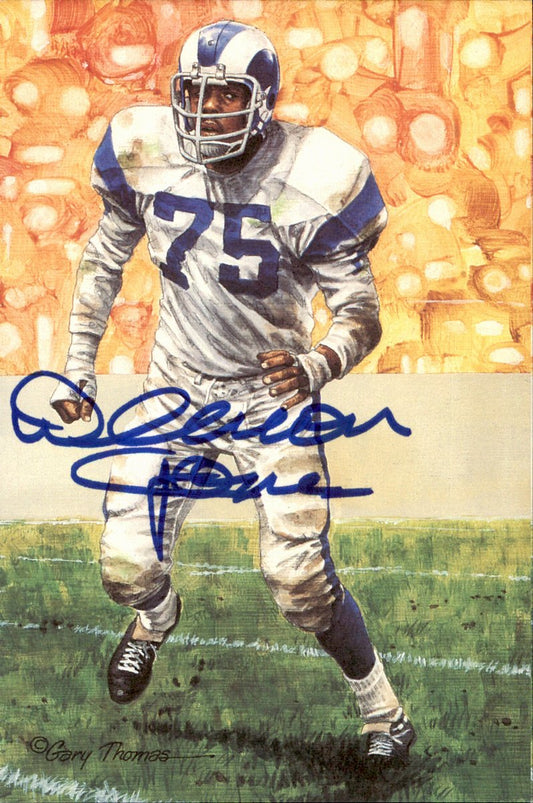 Deacon Jones Rams HOF Autographed Goal Line Art GLAC Postcard JSA