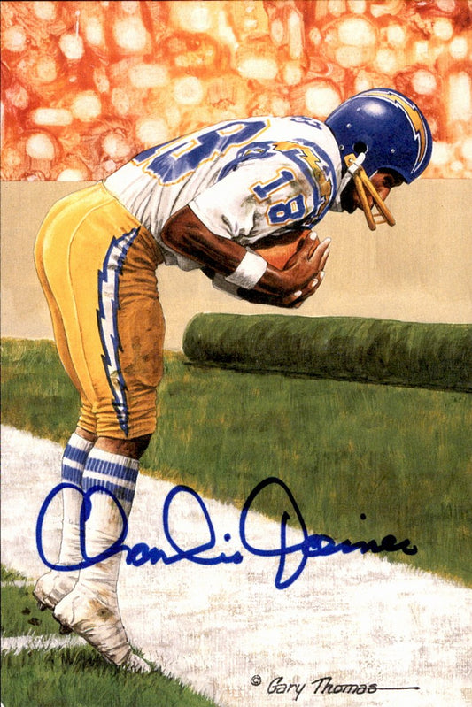 Charlie Joyner Chargers HOF Autographed Goal Line Art GLAC Postcard JSA