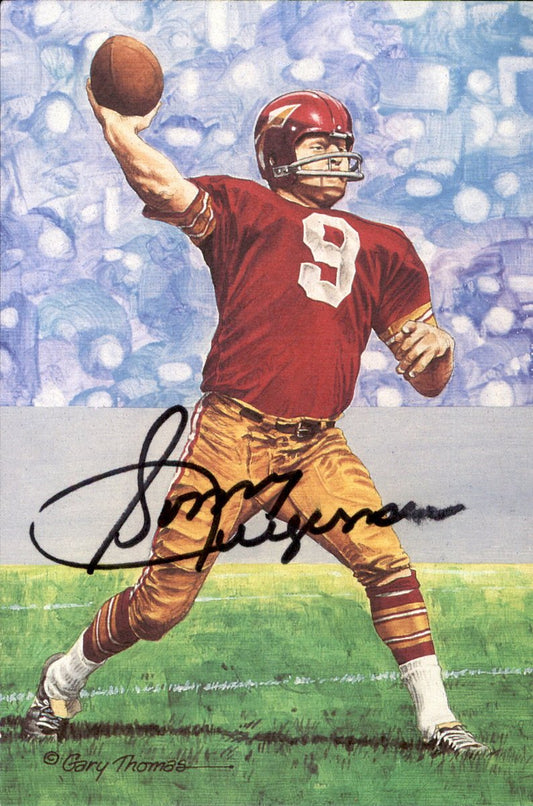 Sonny Jurgensen Redskins HOF Autographed Goal Line Art GLAC Postcard JSA