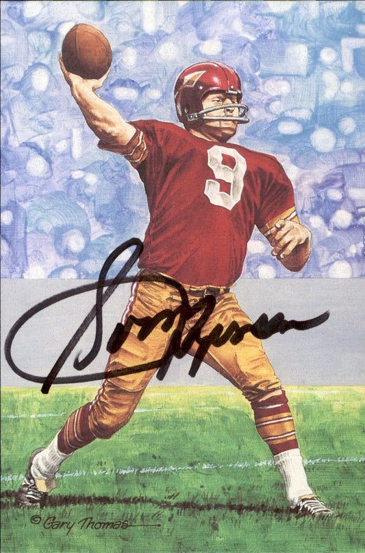 Sonny Jurgensen Redskins HOF Autographed Goal Line Art GLAC Postcard JSA