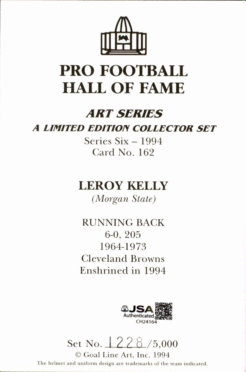 Leroy Kelly Browns HOF Autographed Goal Line Art GLAC Postcard JSA