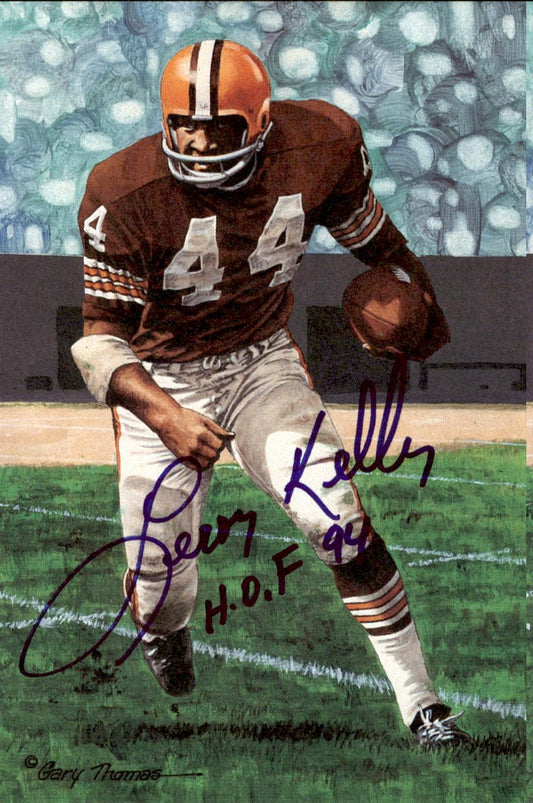 Leroy Kelly Browns HOF Autographed Goal Line Art GLAC Postcard JSA