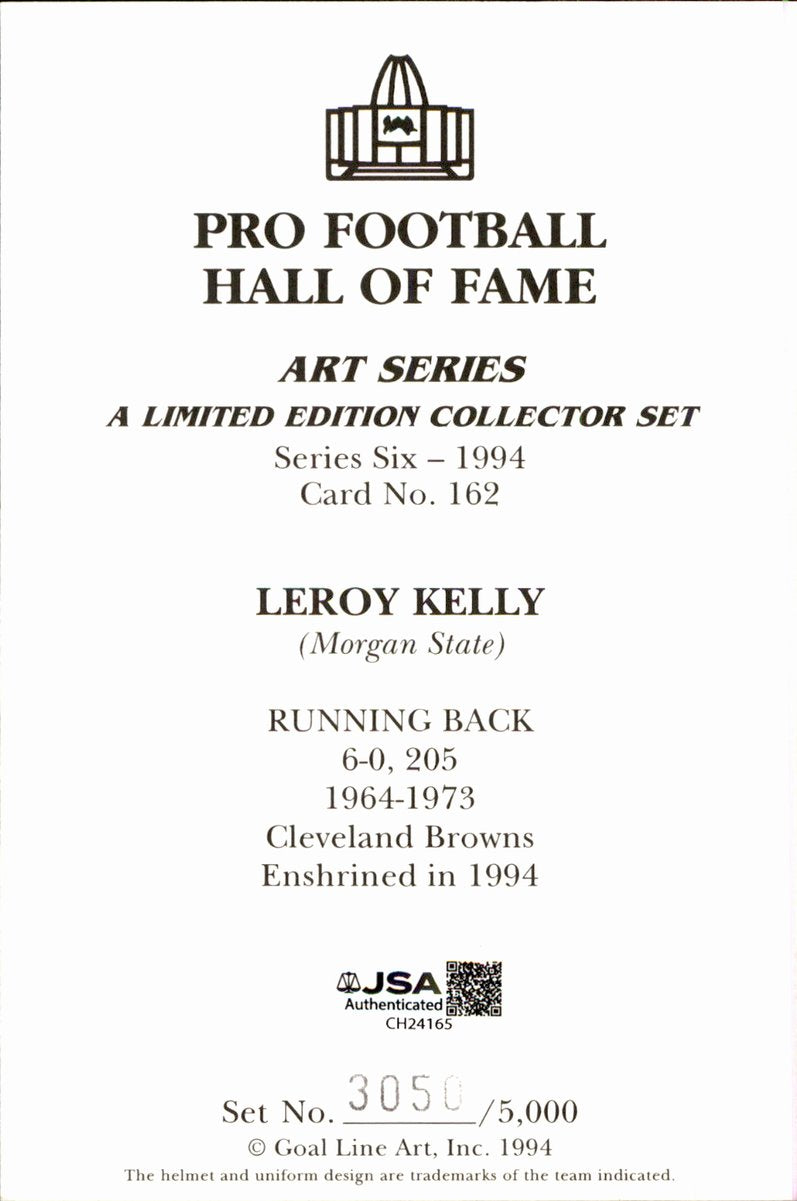Leroy Kelly Browns HOF Autographed Goal Line Art GLAC Postcard JSA