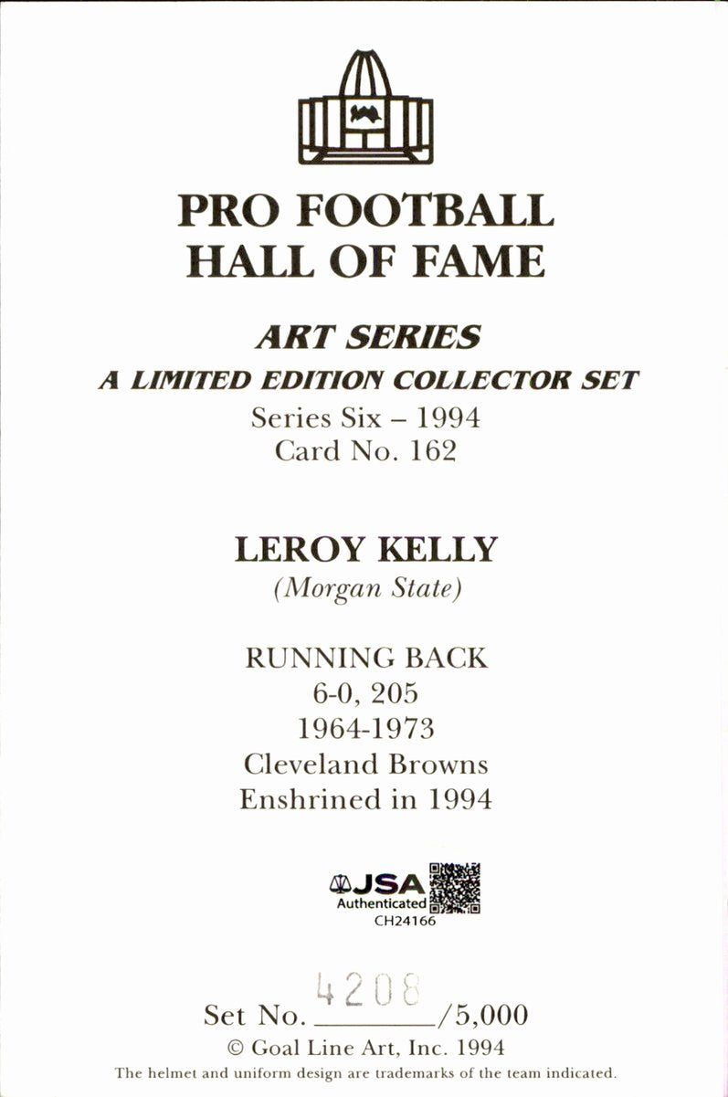 Leroy Kelly Browns HOF Autographed Goal Line Art GLAC Postcard JSA