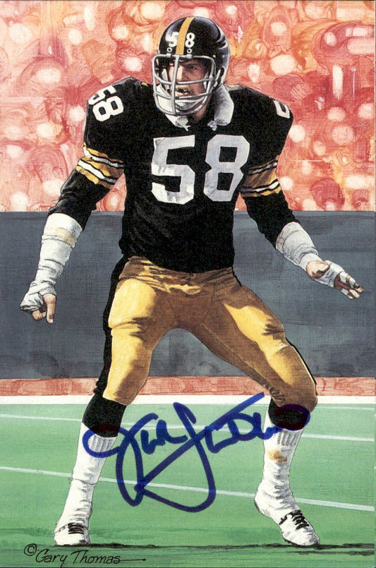 Jack Lambert Steelers HOF Autographed Goal Line Art GLAC Postcard JSA